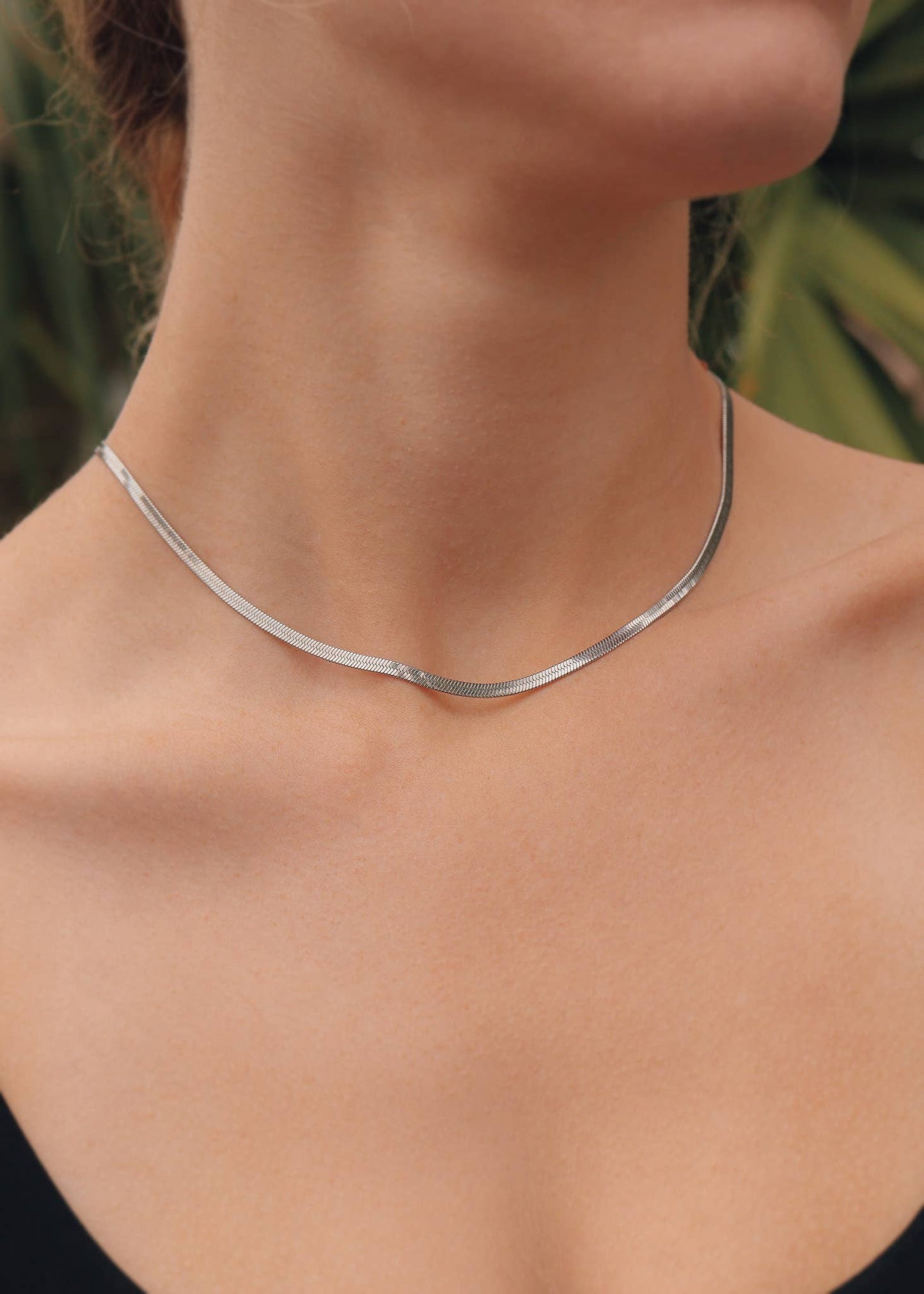Stainless Steel Herringbone Chain Necklace