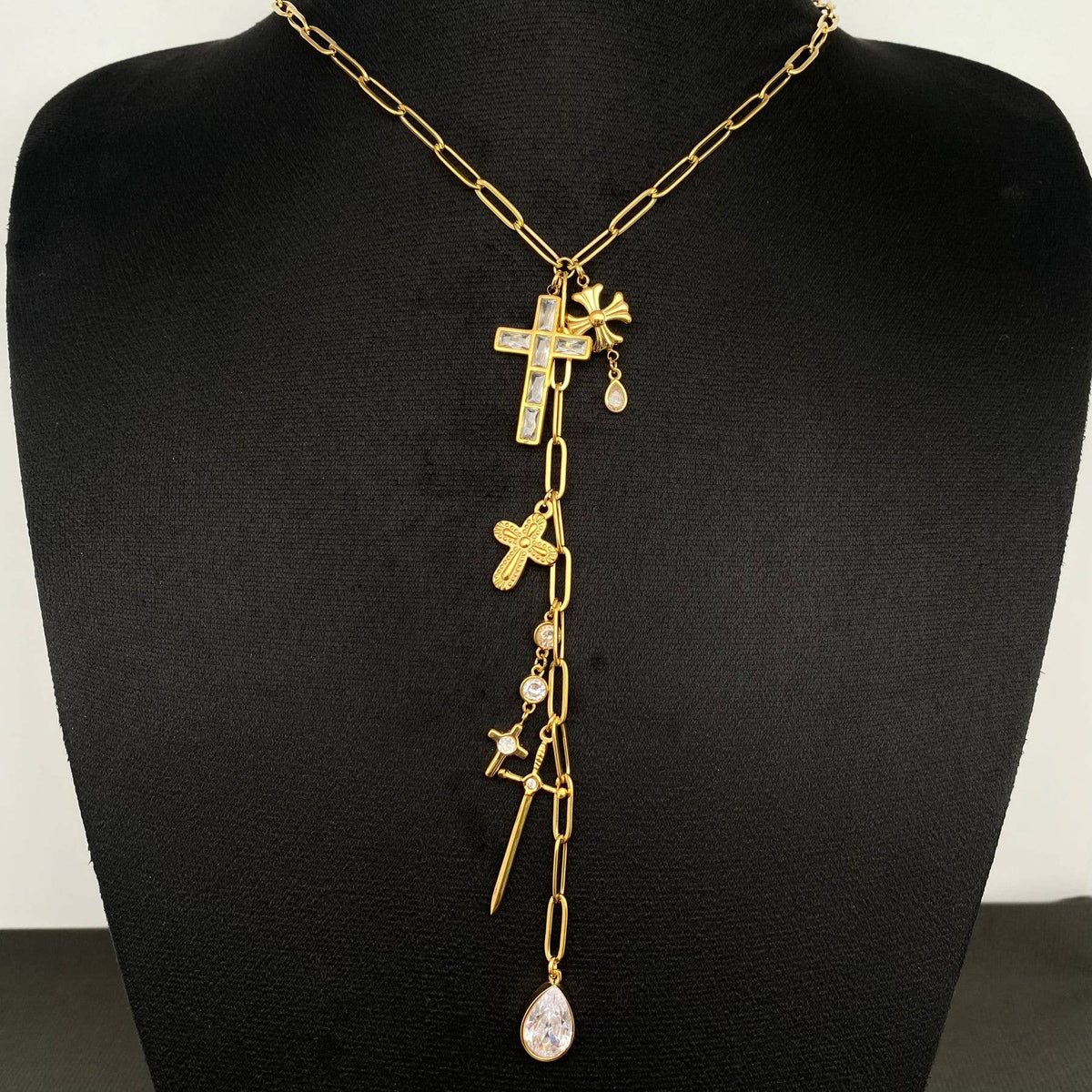 Multiple Cross Charm Necklace