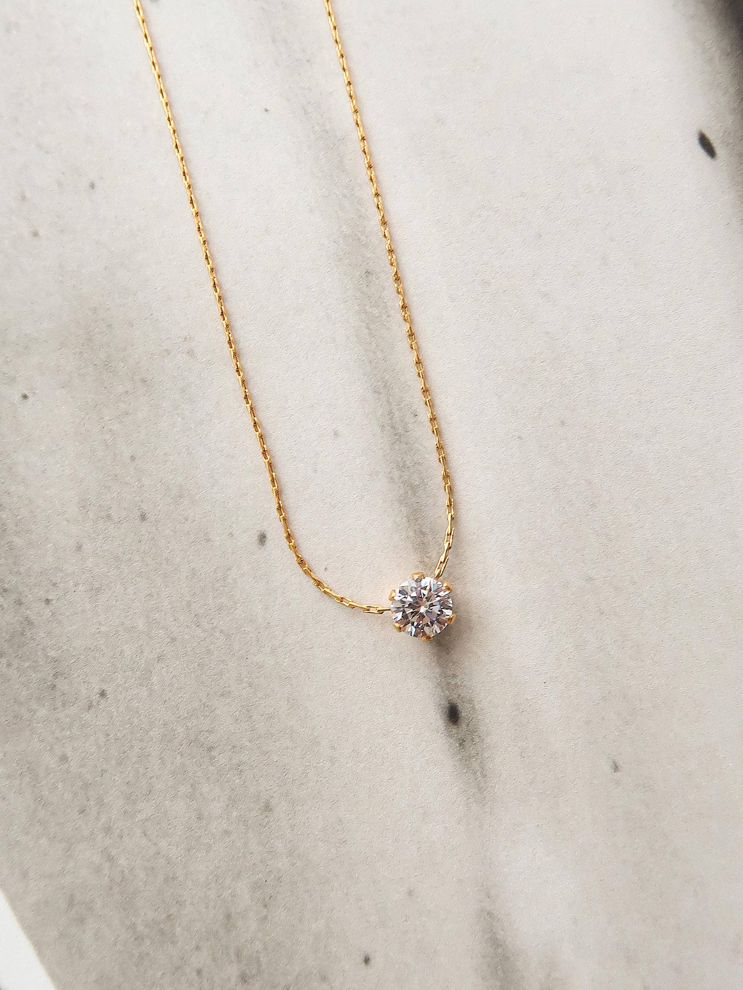 Ciara 18K Petite Round CZ Necklace