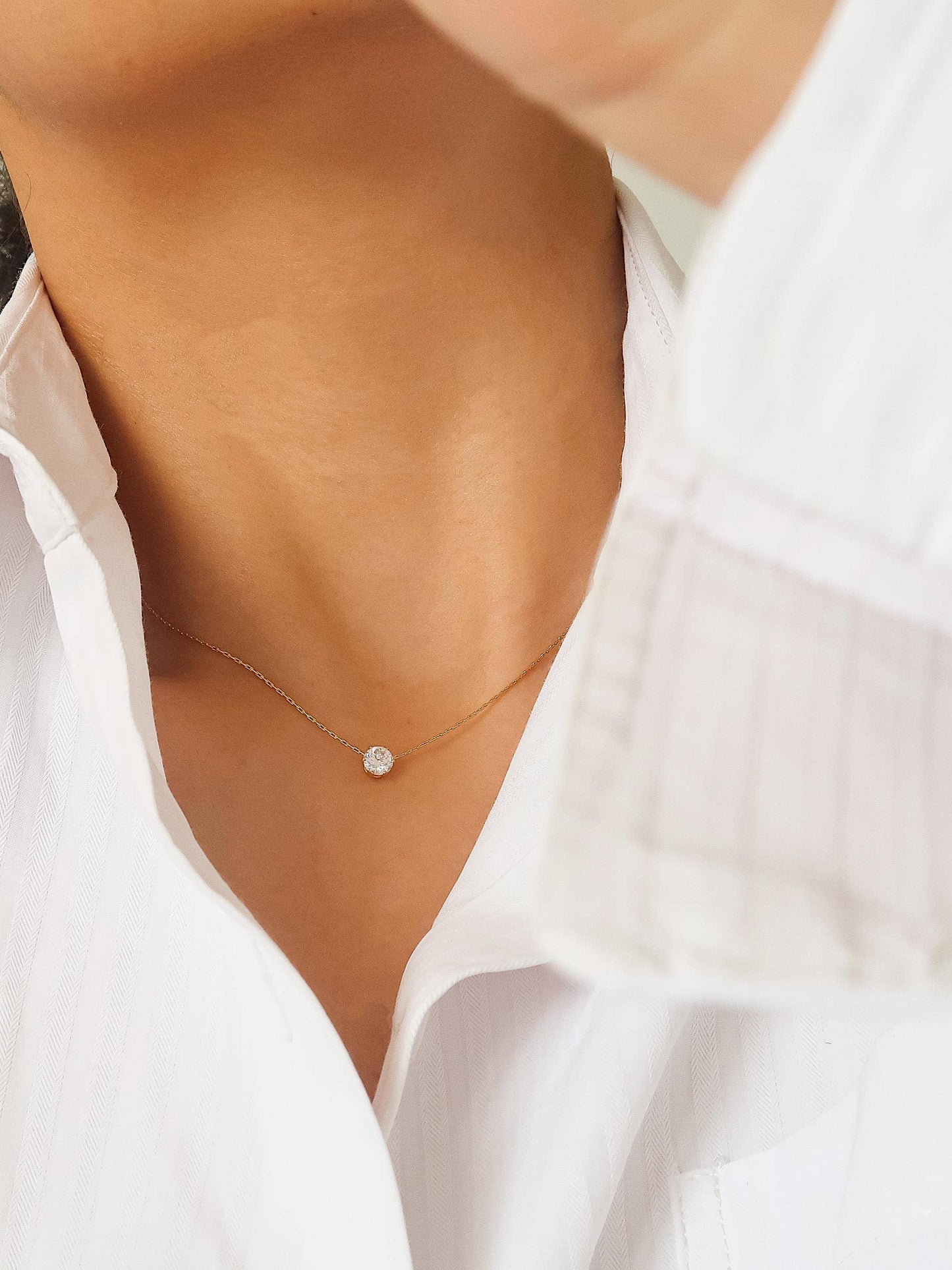 Ciara 18K Petite Round CZ Necklace