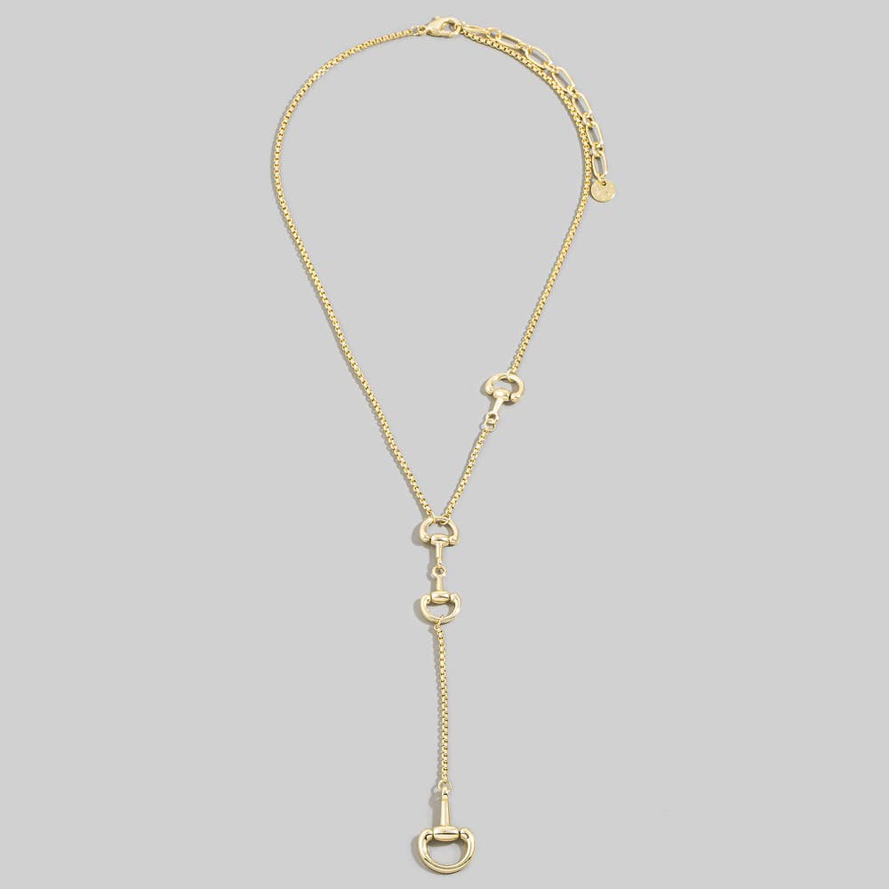 Horsebit Snaffle Y Lariat Long Chain Necklace