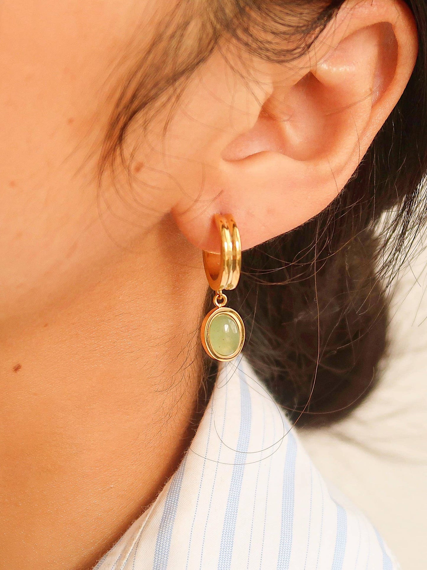 Whitnee Dainty Round Stone Dangle Earring