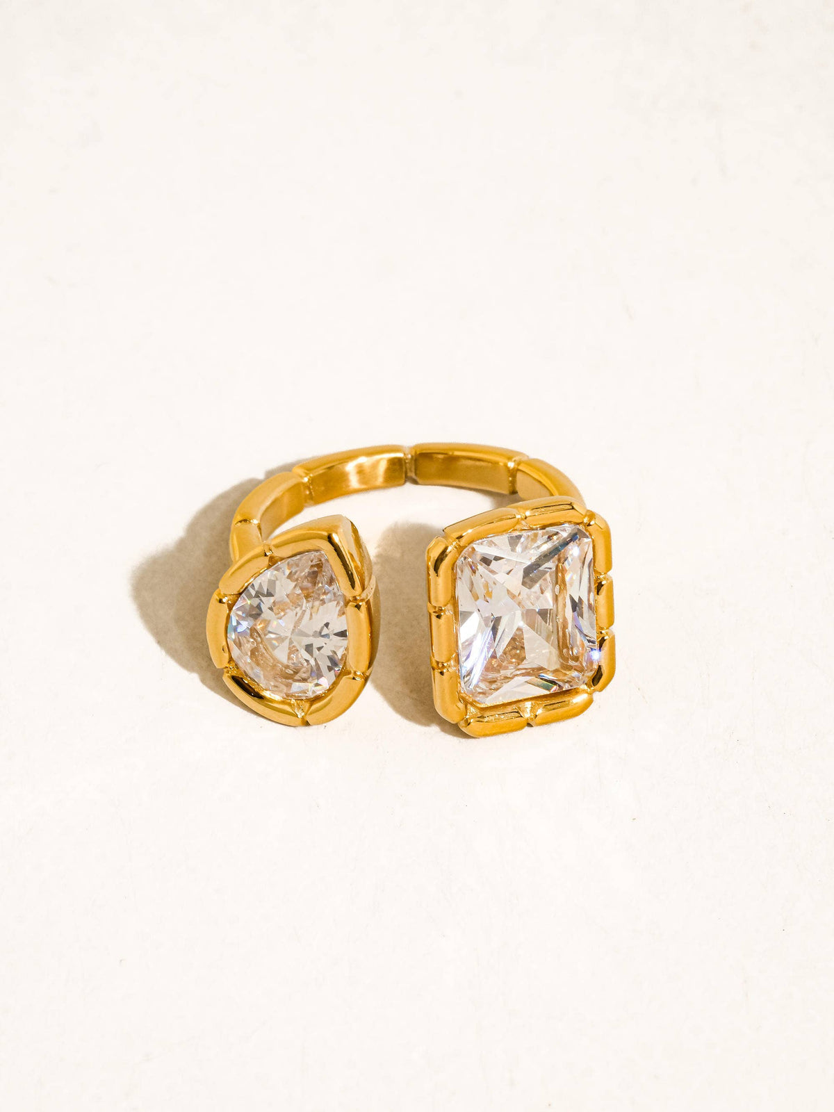 Serréa 18K Gold CZ Adjustable Ring