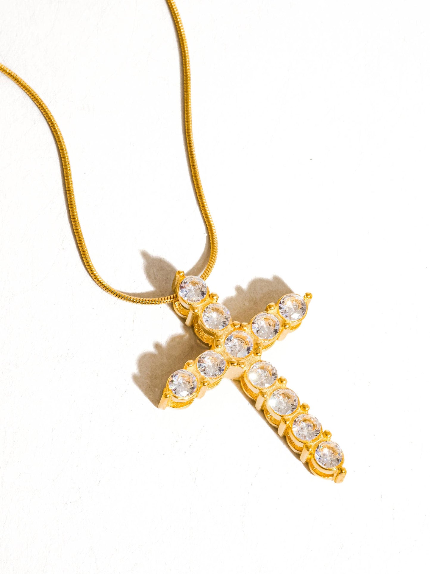 Raeven 18K Gold CZ Cross Necklace