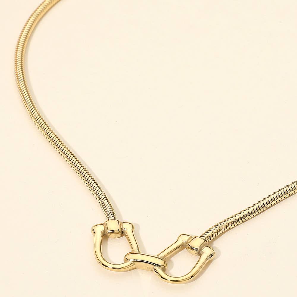 Secret Box Stainless Steel Linked Horsebit Necklace