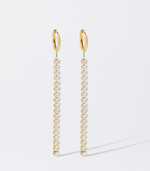 Hoop Tennis CZ drop earring 14K Sterling Silver Vermeil