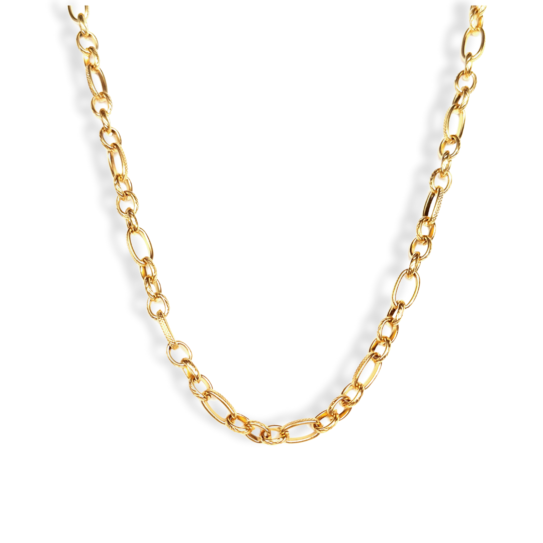 Paperclip Oval Triple Chainlink Necklace