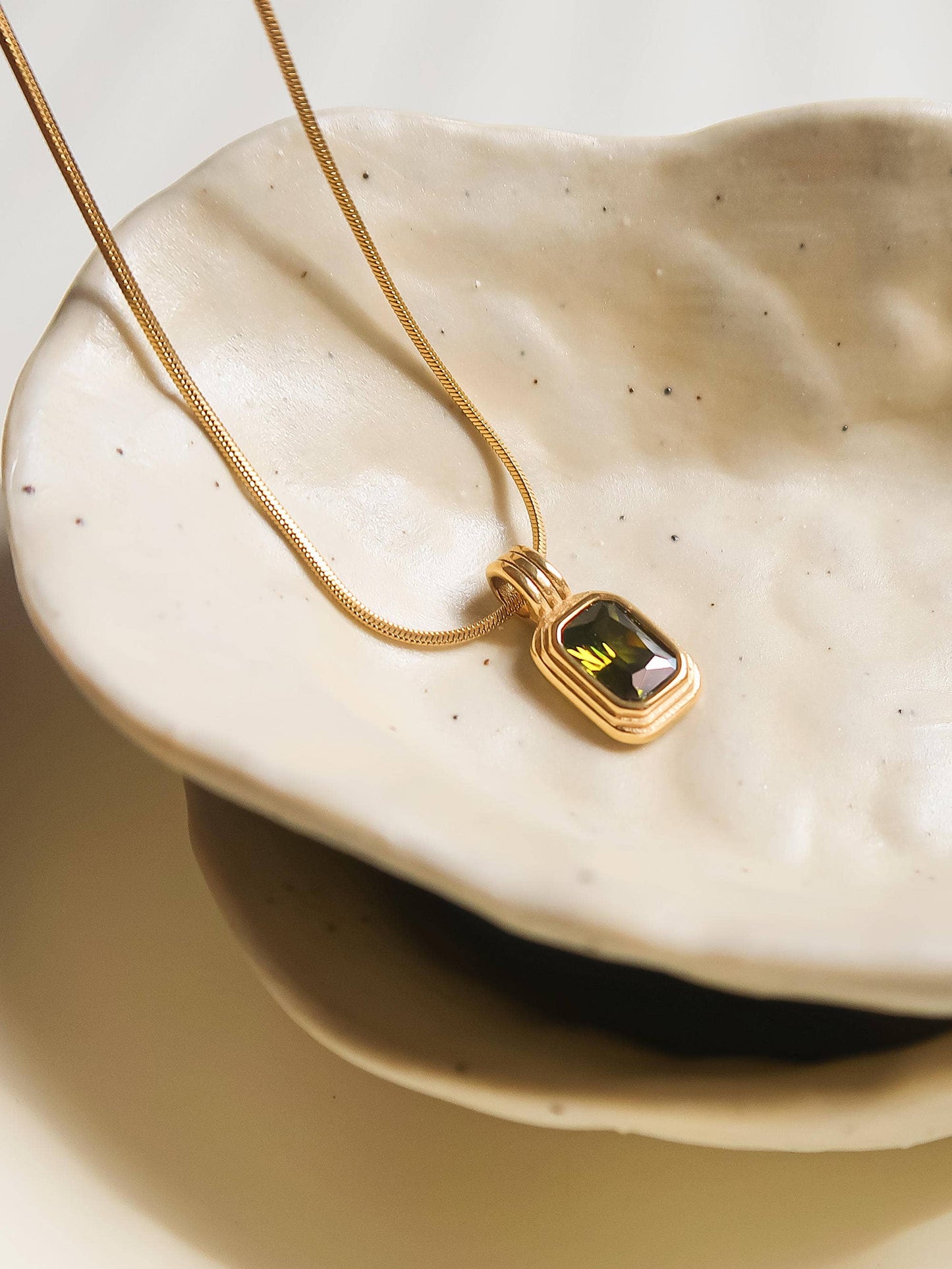 Maeve 18K Green Square Stone Pendant