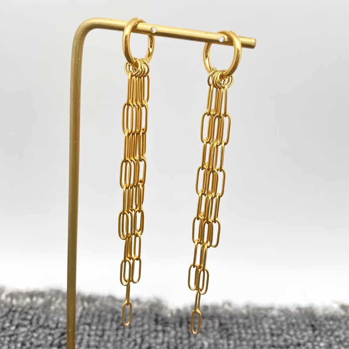Chain Fringe Huggie Earrings