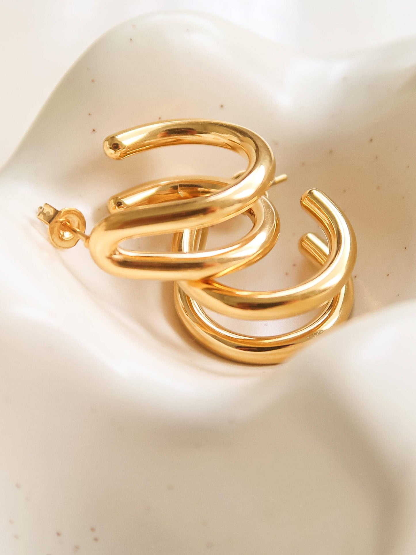Lucille 18K Gold Double C Hoop Earring