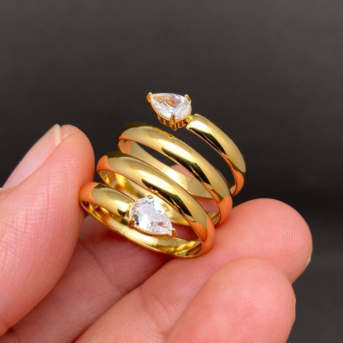 Double Zircon Snake Ring