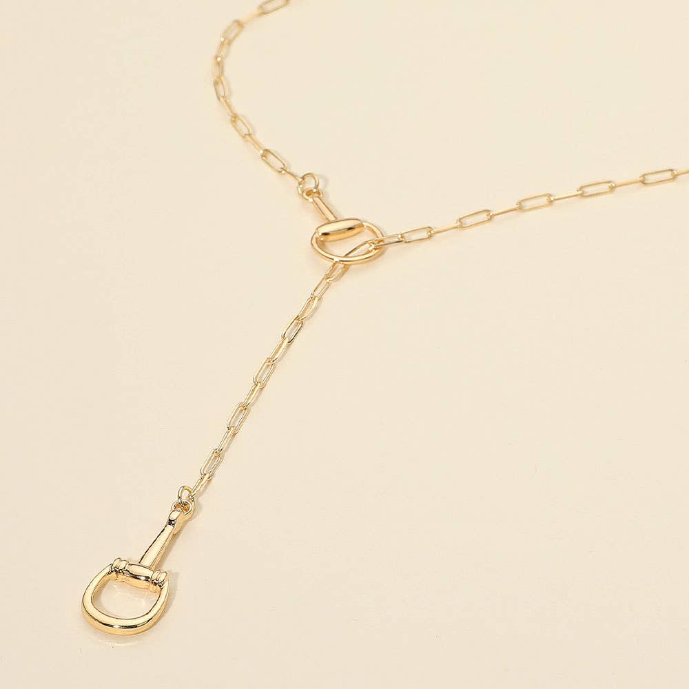 Metal Horsebit Link Sliding Paperclip Chain Necklace