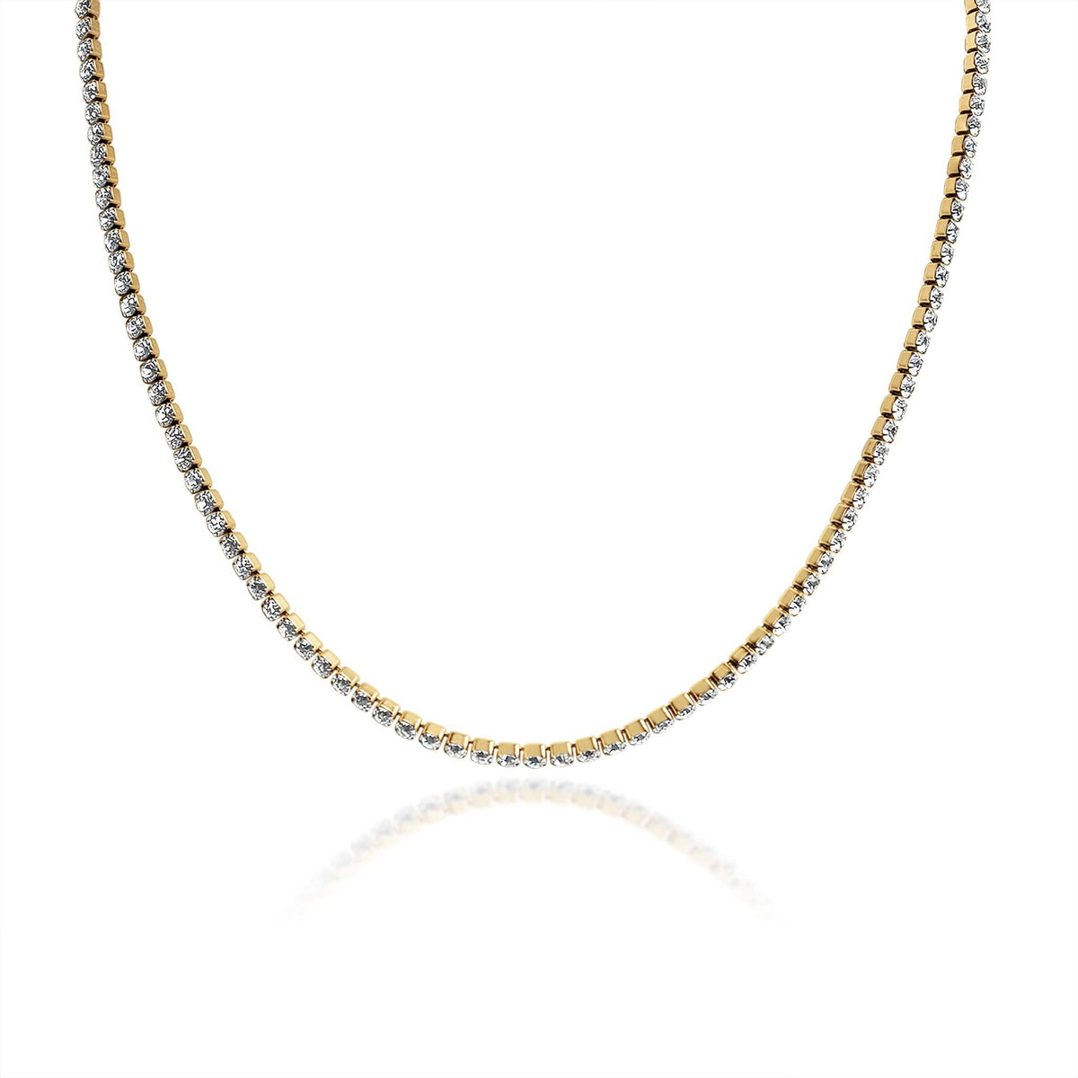 Gold CZ Tennis Chain Necklace