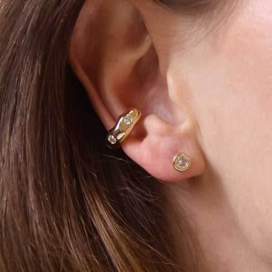 Riggs CZ Waved Ear Cuff Earrings
