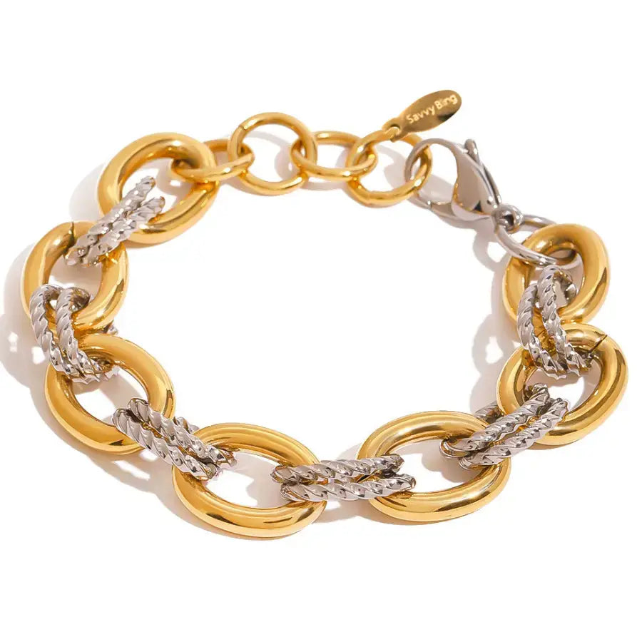 Mixed Metals Necklace, Bracelet, and Earring Set